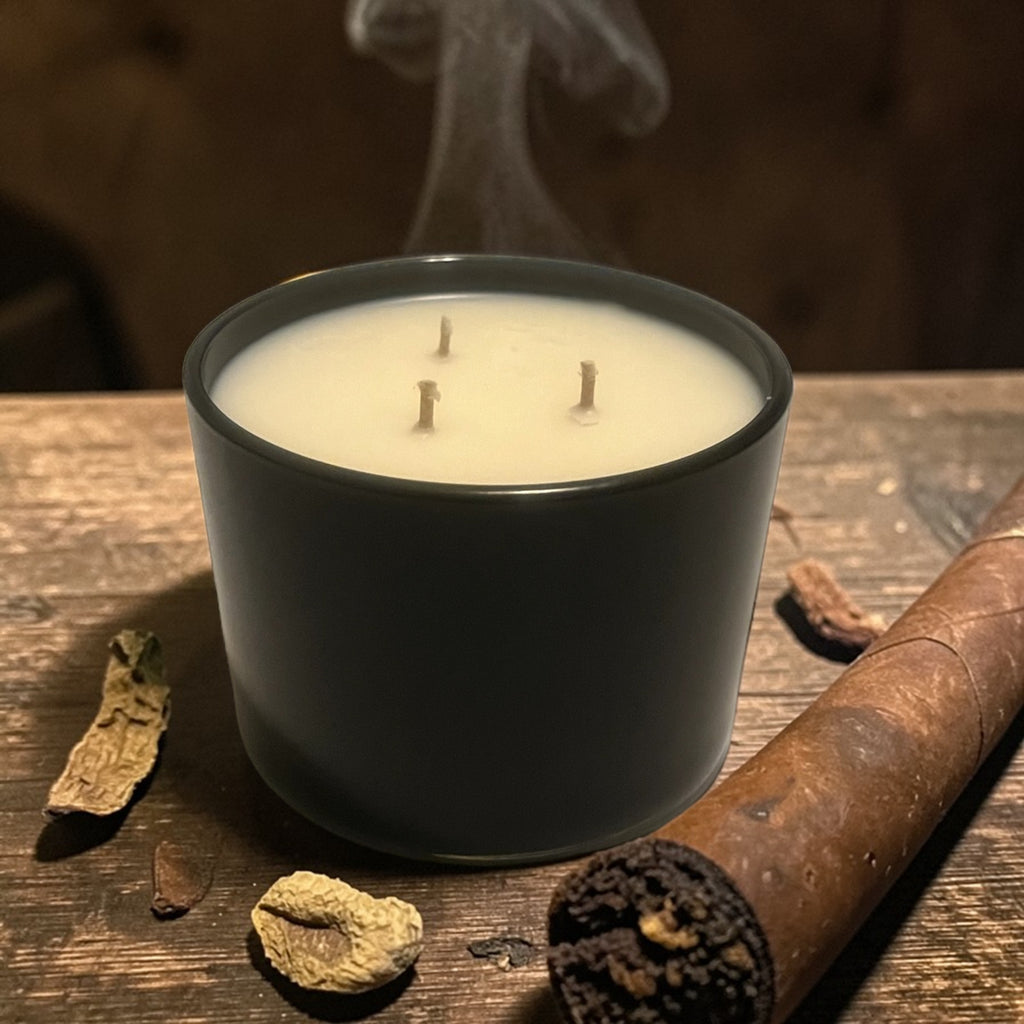 12 Ounce Round Glass Cuban Cigar Soy Wax Candle