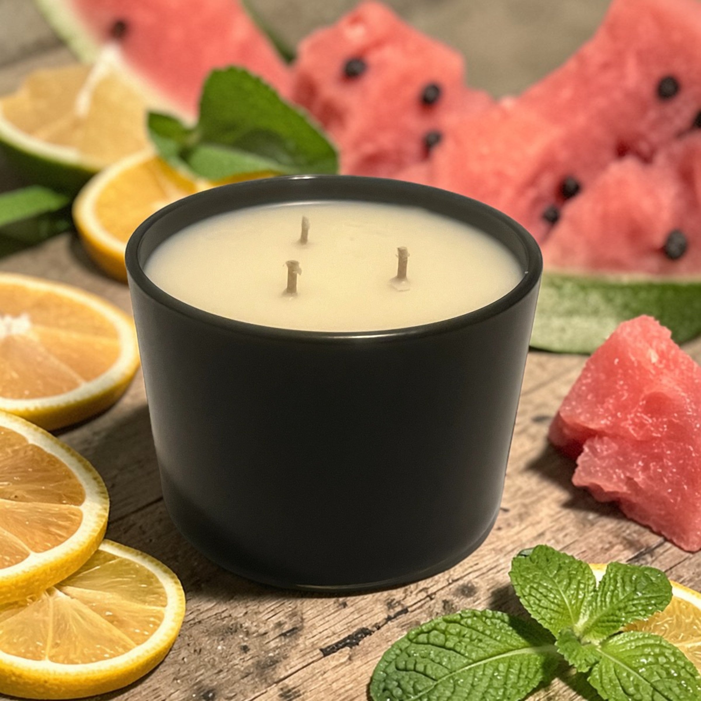 12 Ounce Round Glass Citrus Burst Soy Wax Candle