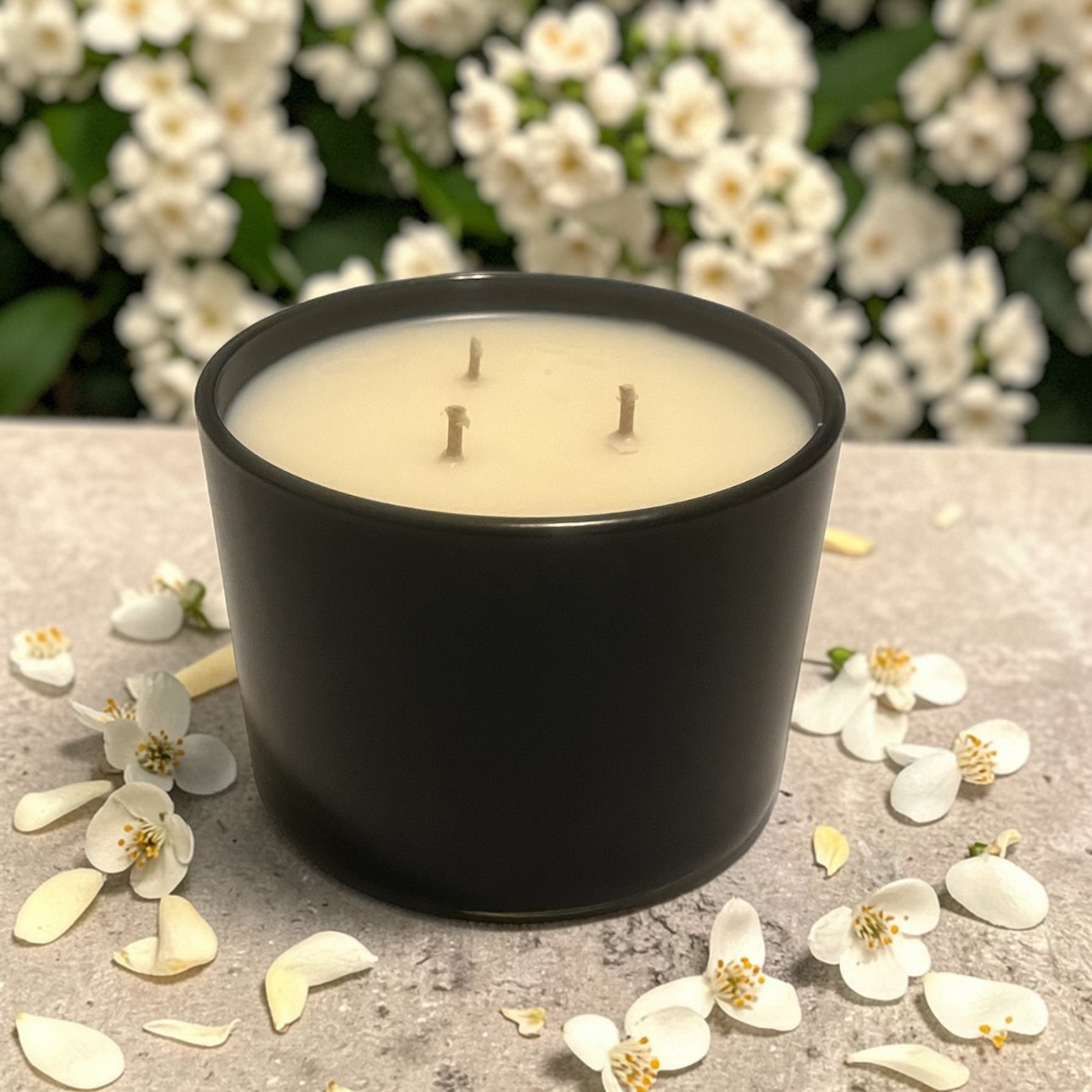 12 Ounce Round Glass Jasmine Soy Wax Candle