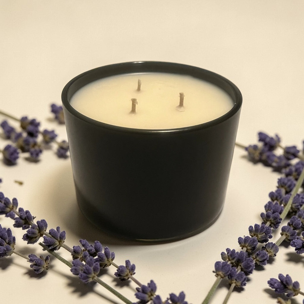 12 Ounce Round Glass Lavender Fields Soy Wax Candle
