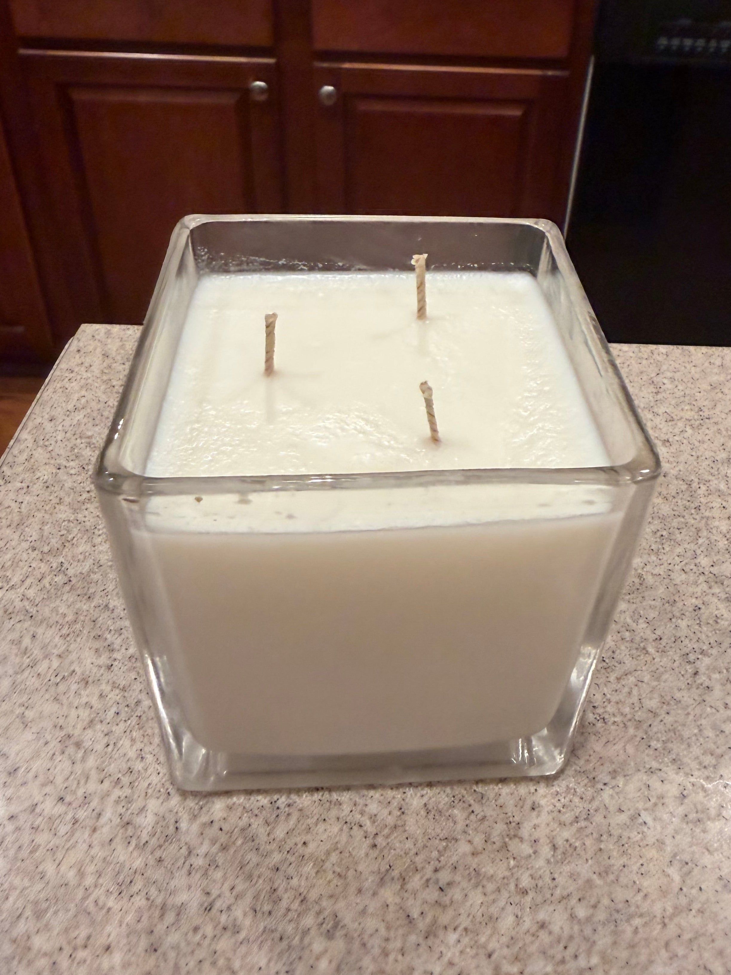 18 Ounce Square Glass Jasmine Soy Wax Candle