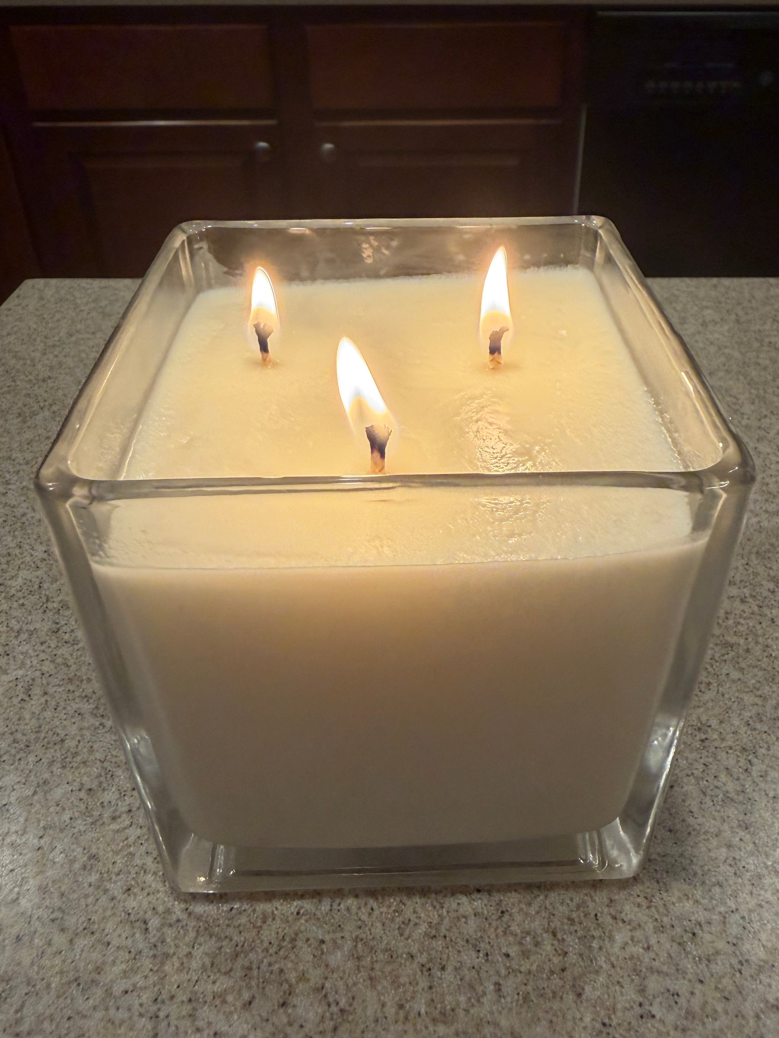 18 Ounce Square Glass Lavender Fields Soy Wax Candle