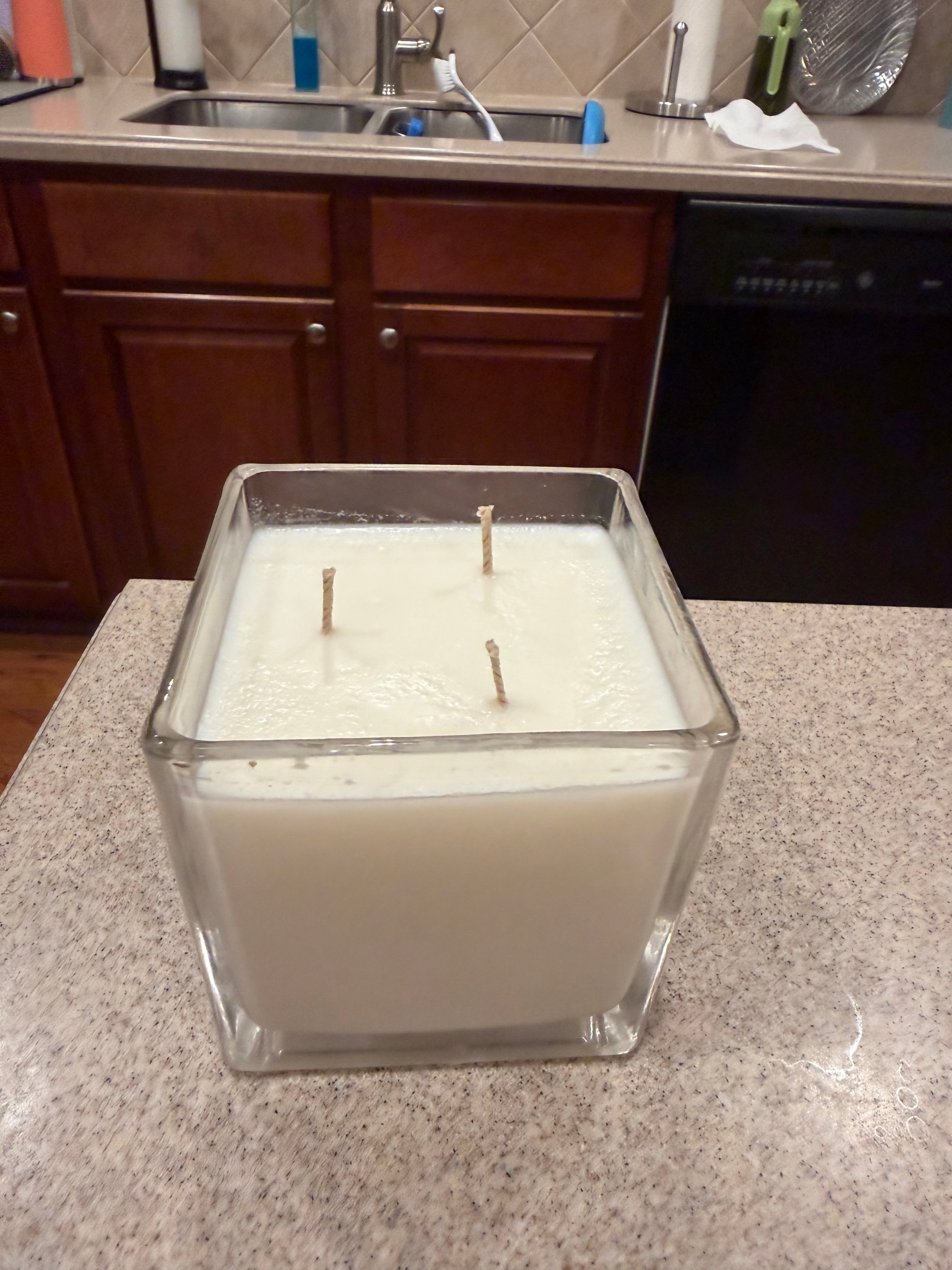 18 Ounce Square Glass Bourbon Soy Wax Candle