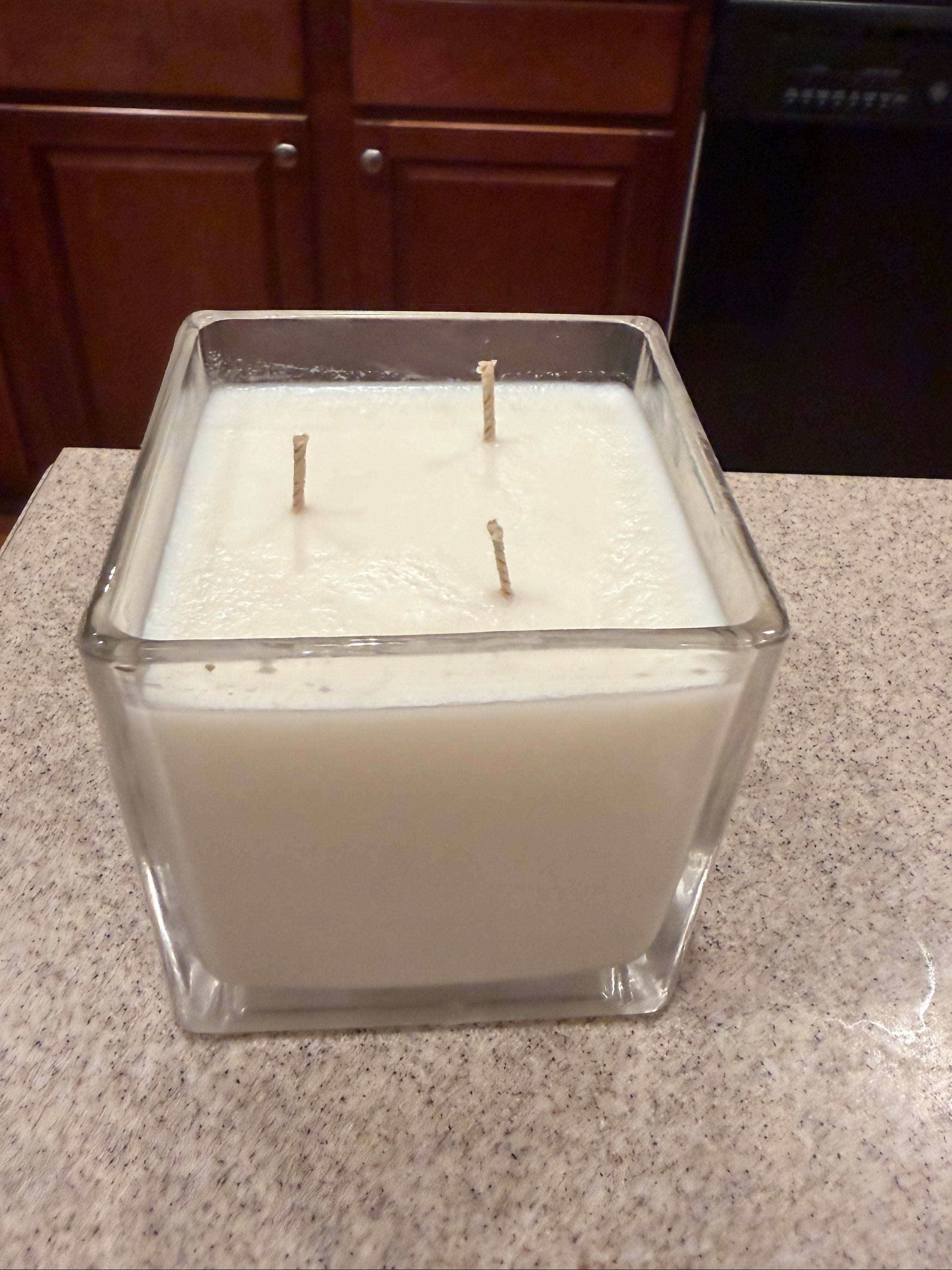 18 Ounce Square Glass Lavender Fields Soy Wax Candle