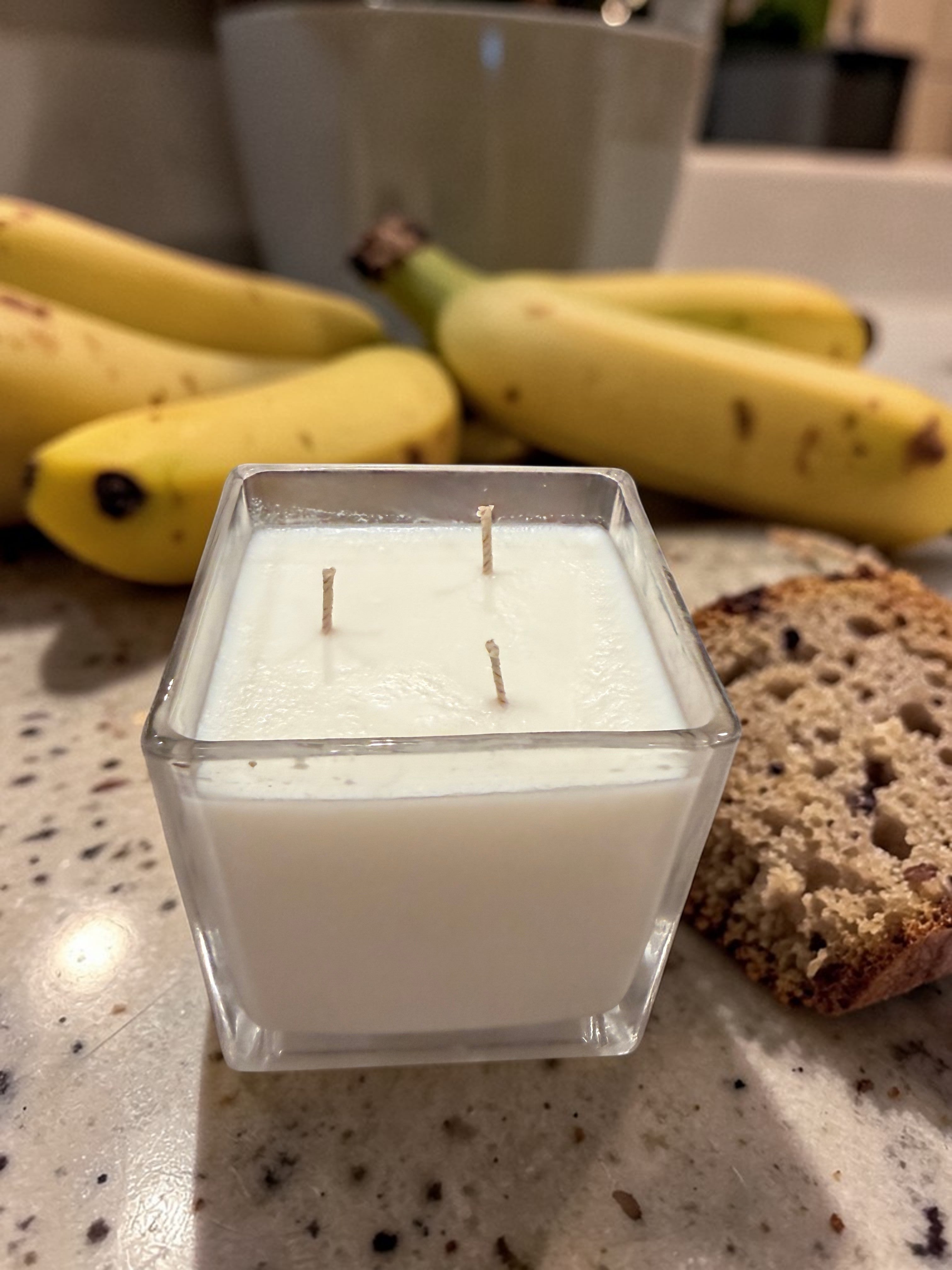 18 Ounce Square Glass Banana Nut Bread Soy Wax Candle