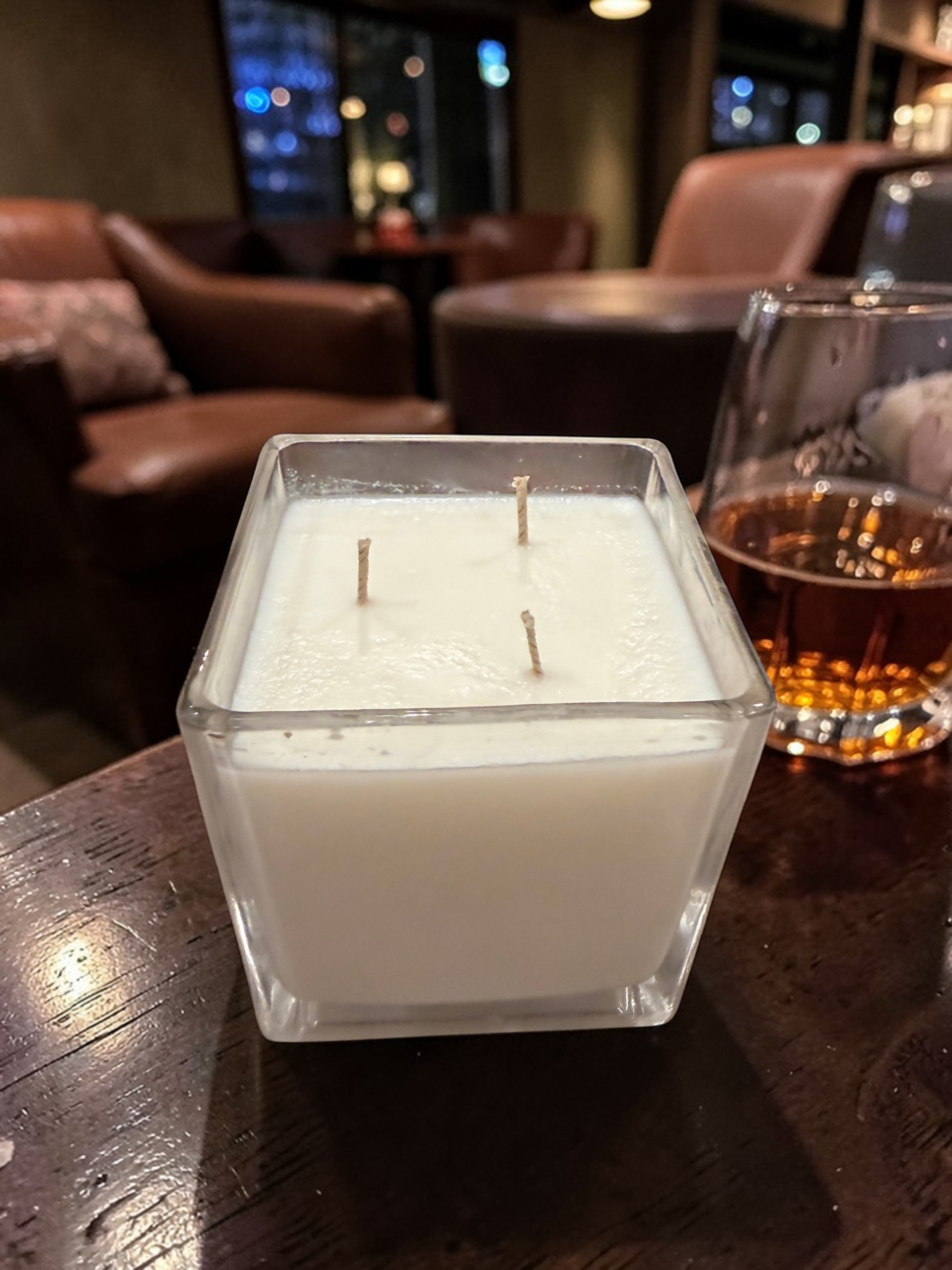 18 Ounce Square Glass Bourbon Soy Wax Candle