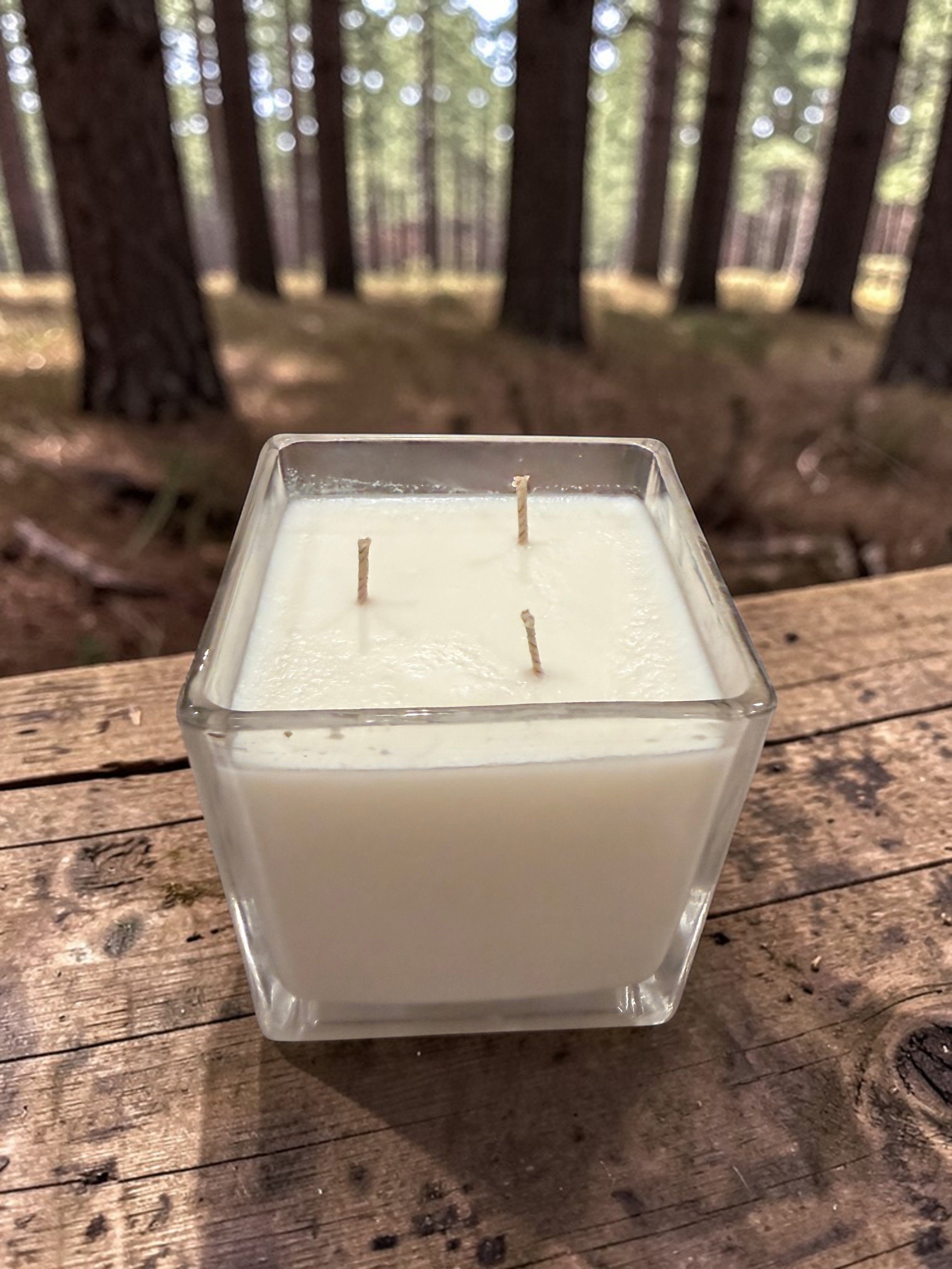 18 Ounce Square Glass Cedarwood Soy Wax Candle
