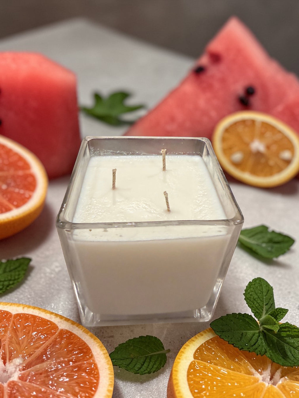 18 Ounce Square Glass Citrus Burst Soy Wax Candle