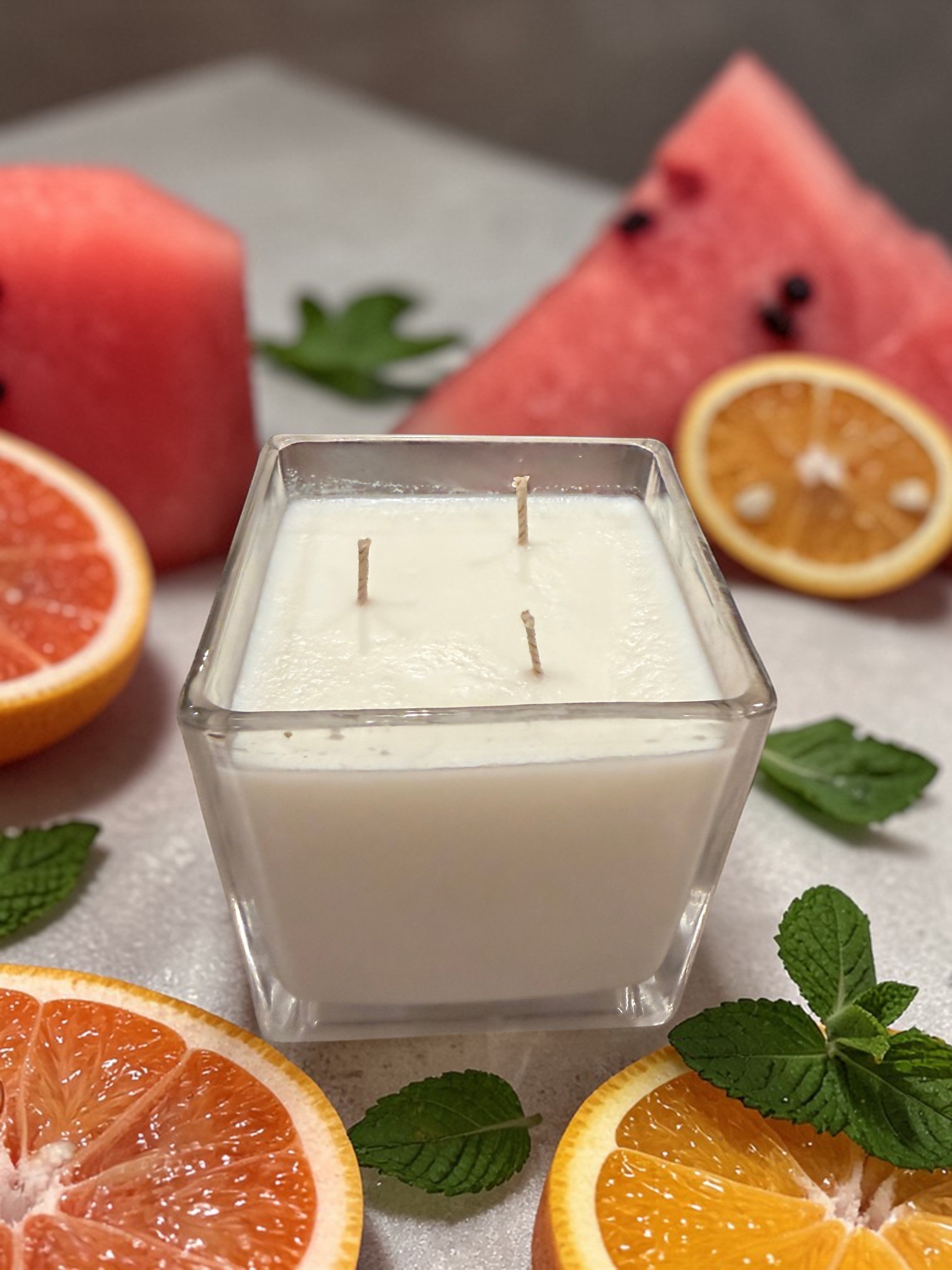 18 Ounce Square Glass Citrus Burst Soy Wax Candle