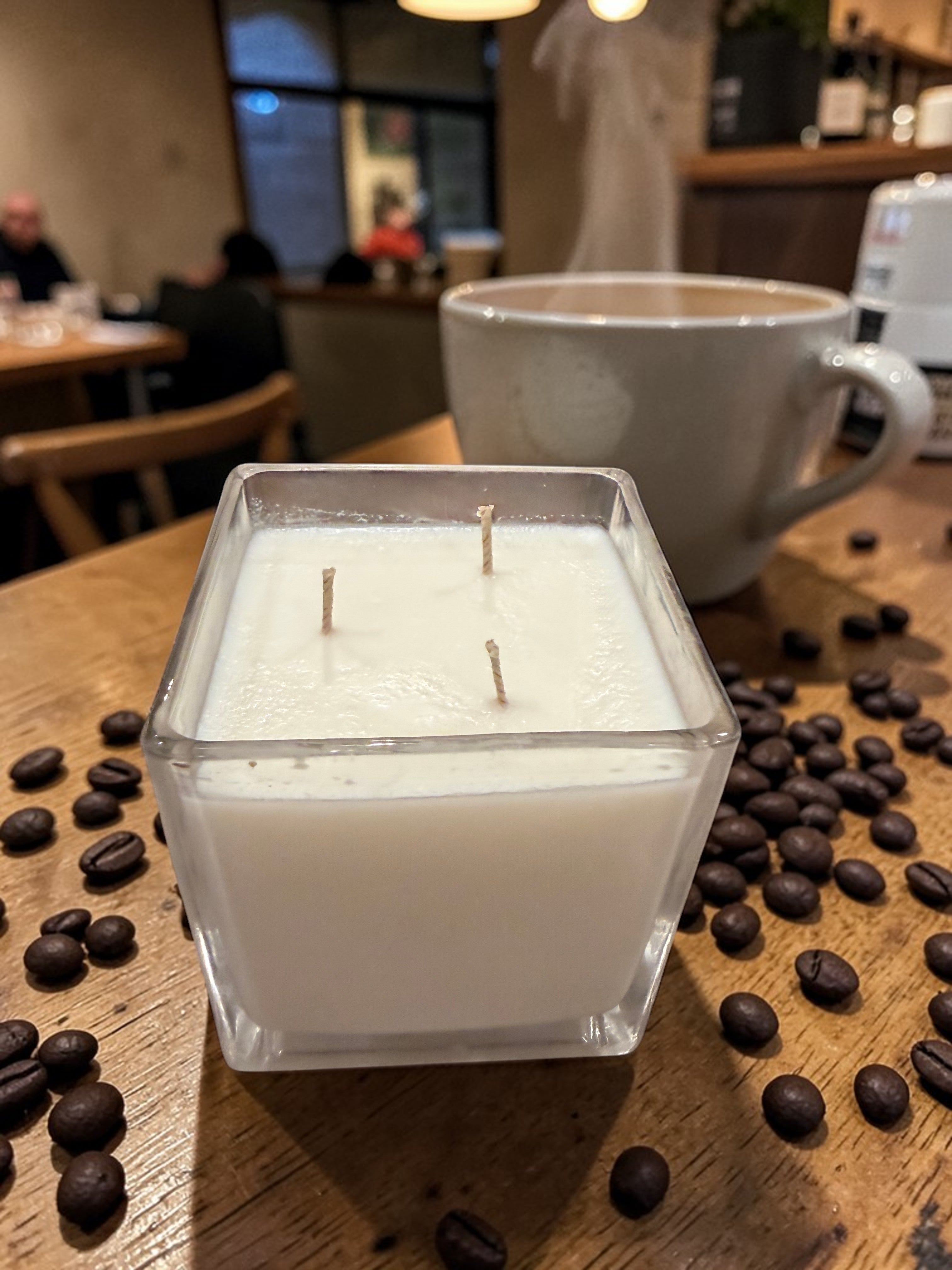 18 Ounce Square Glass Coffee house Soy Wax Candle