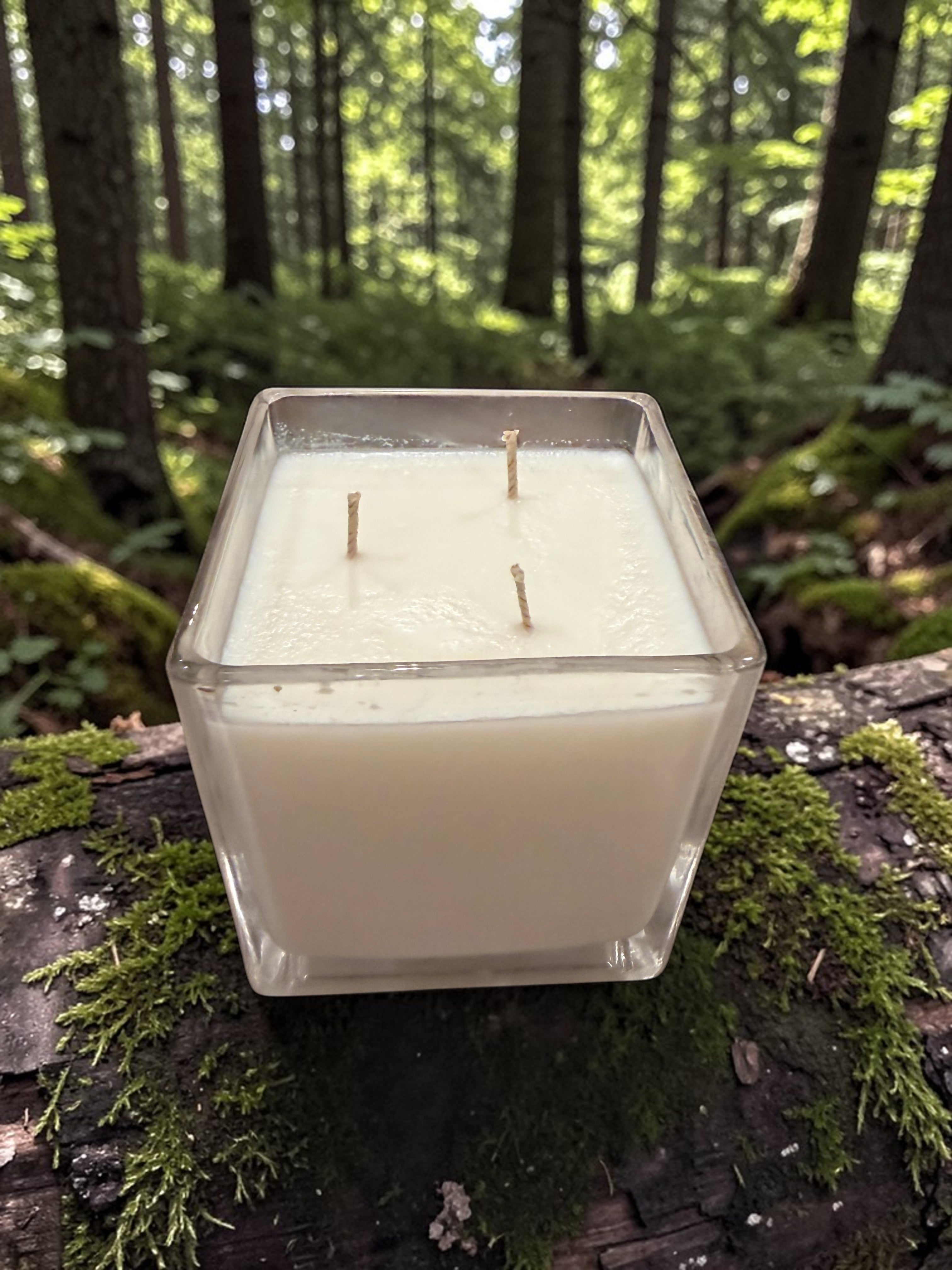 18 Ounce Square Glass Forest Calm Soy Wax Candle