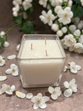 18 Ounce Square Glass Jasmine Soy Wax Candle
