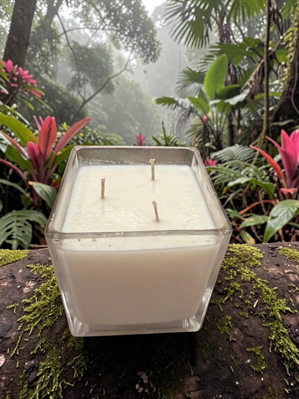 18 Ounce Square Glass Tropical Rainforest Soy Wax Candle