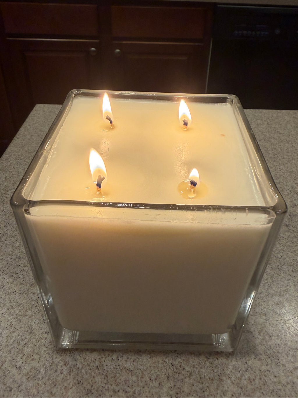 32 Ounce Square Glass Leather and Lace Soy Wax Candle