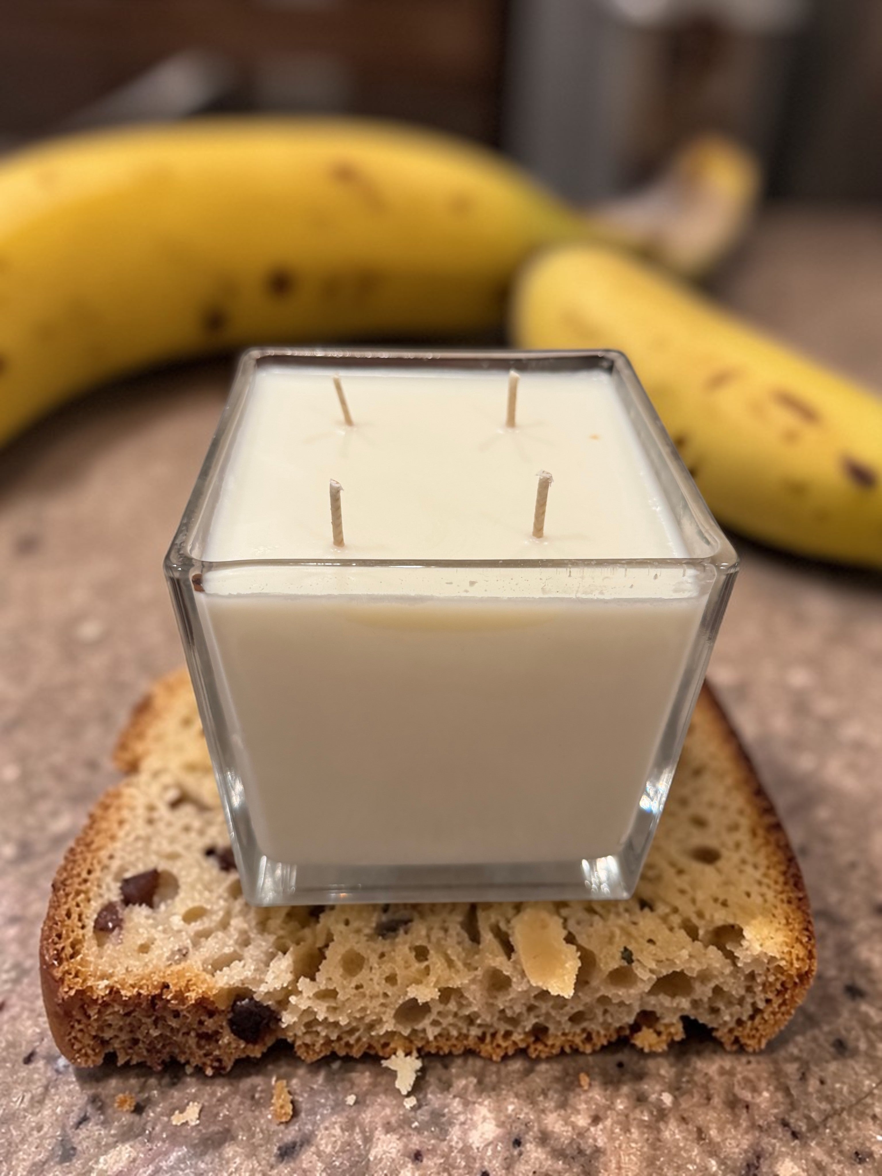 32 Ounce Square Glass Banana Nut Bread Soy Wax Candle
