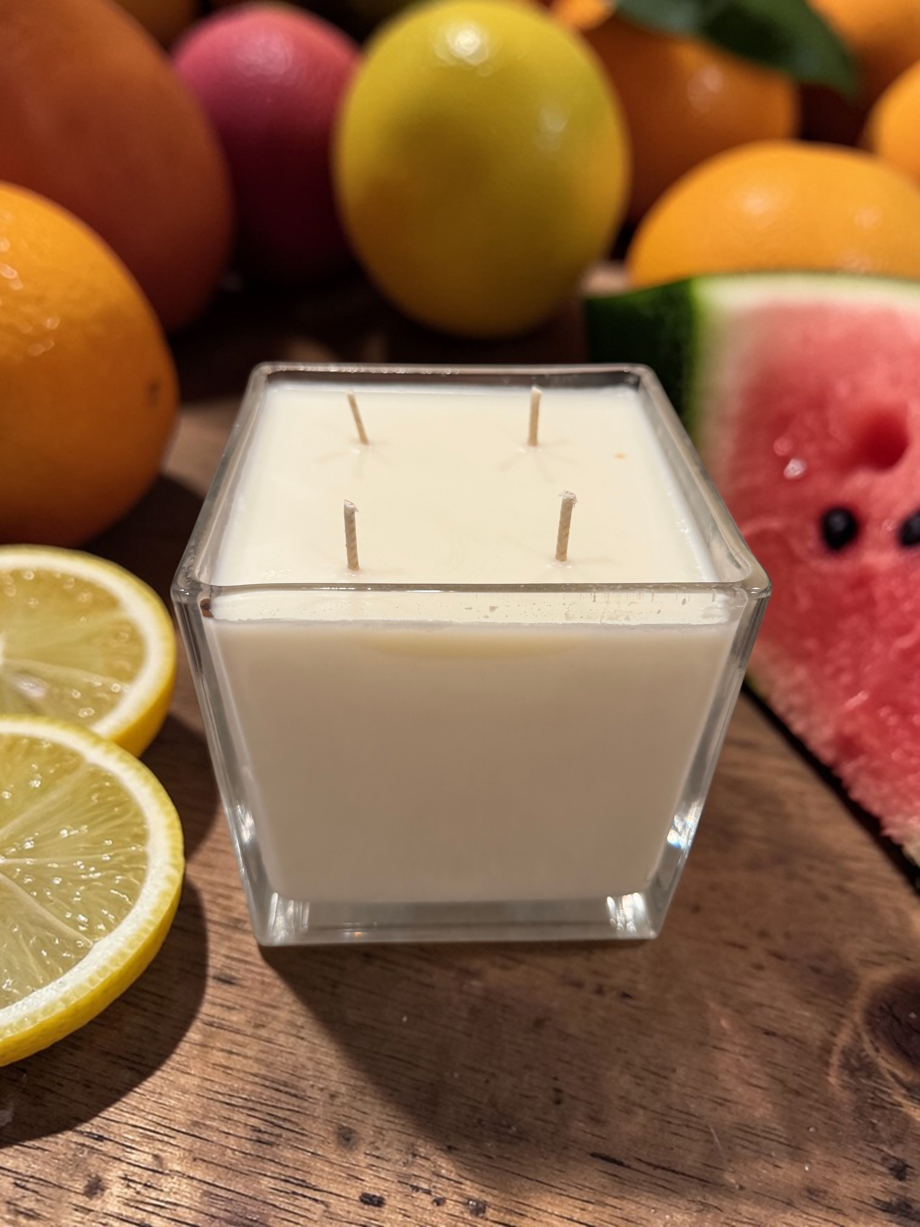 32 Ounce Square Glass Citrus Burst Soy Wax Candle