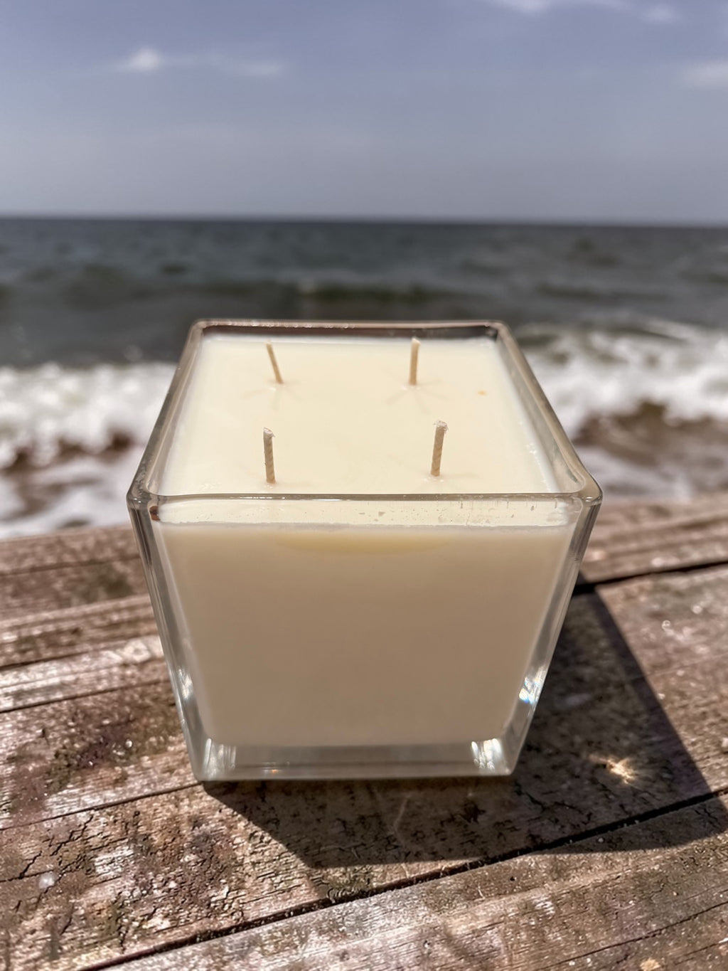 32 Ounce Square Glass Ocean breeze Soy Wax Candle