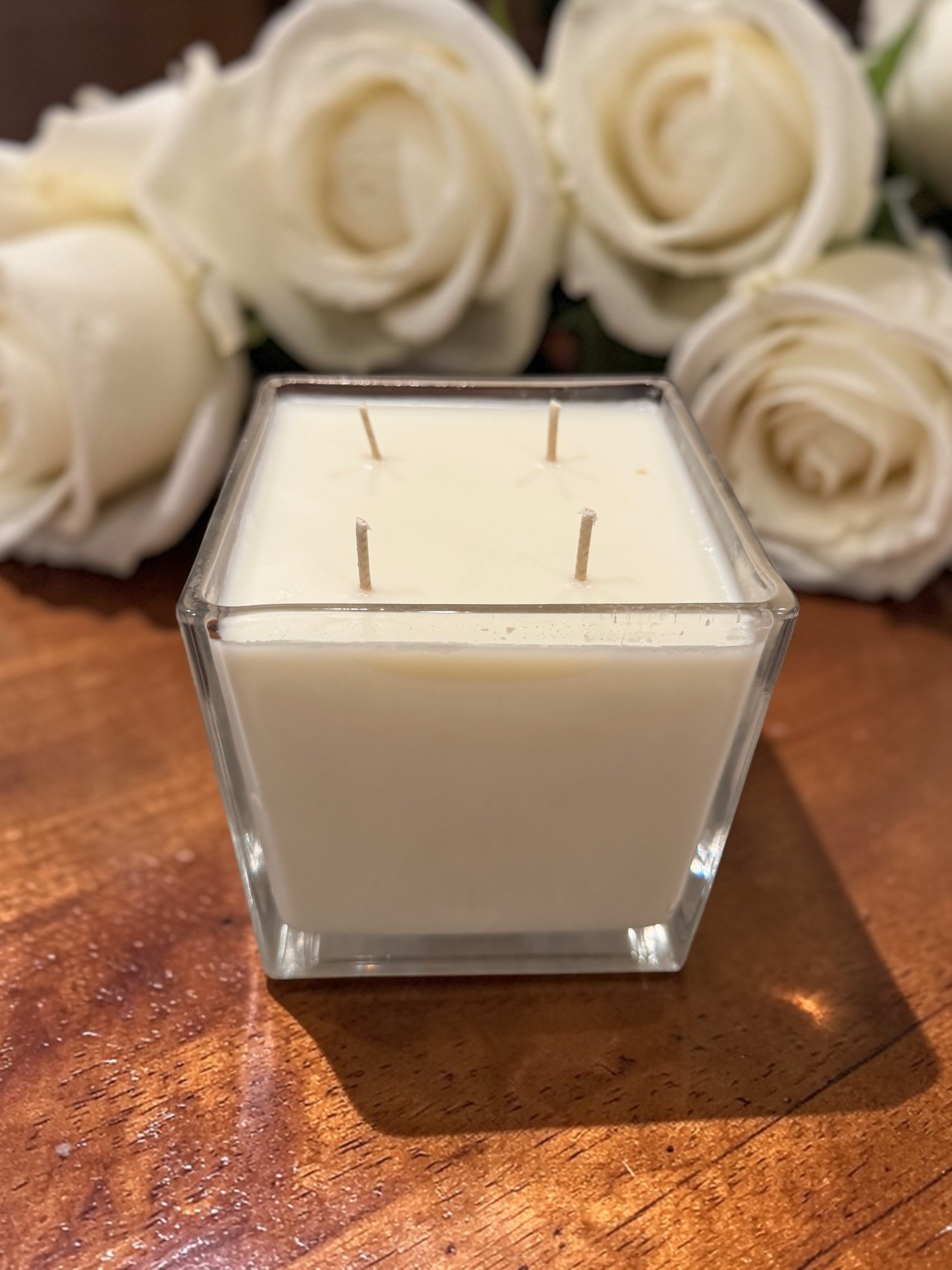 32 Ounce Square Glass Vanilla Bean Soy Wax Candle