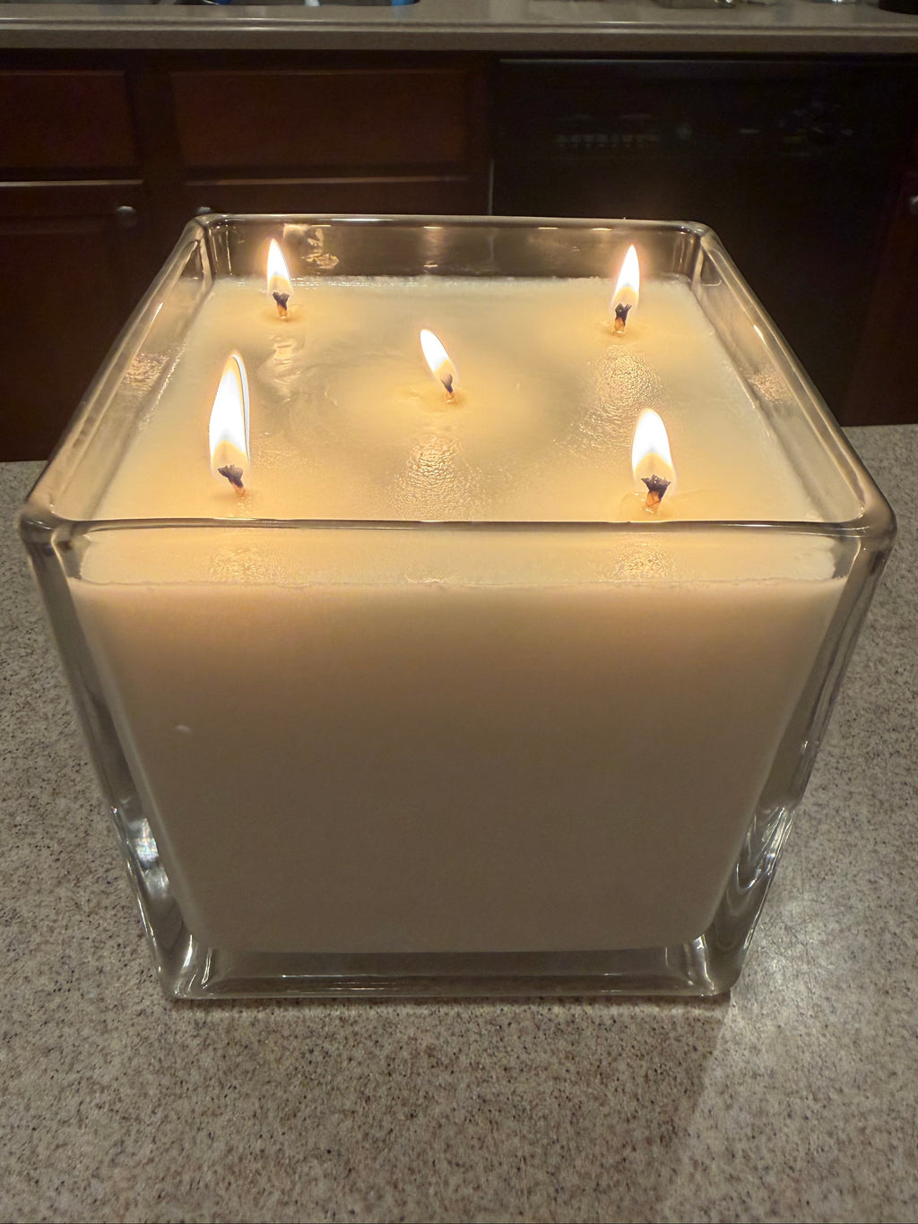 56 Ounce Square Glass Jasmine Soy Wax Candle