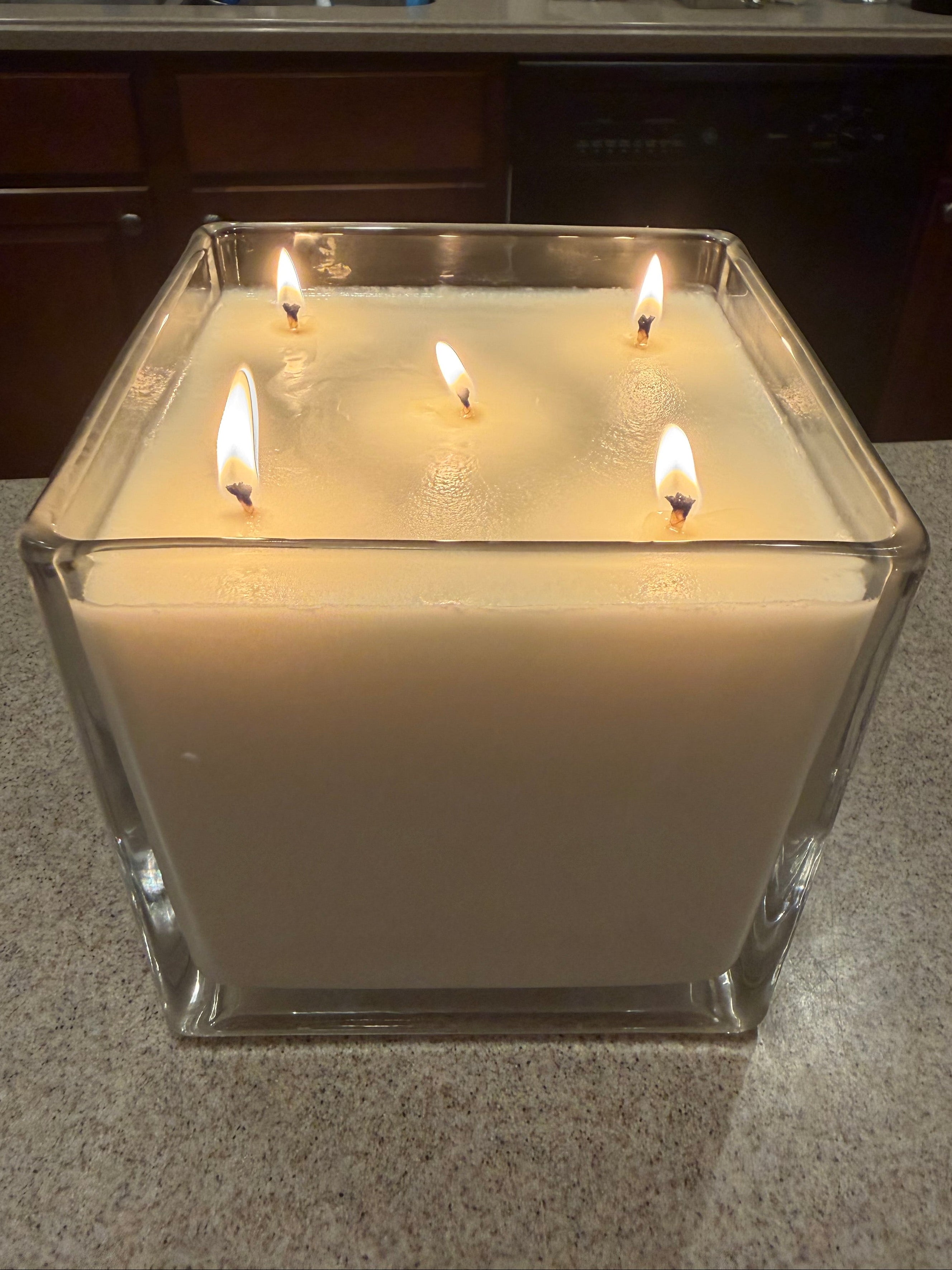 56 Ounce Square Glass Jasmine Soy Wax Candle