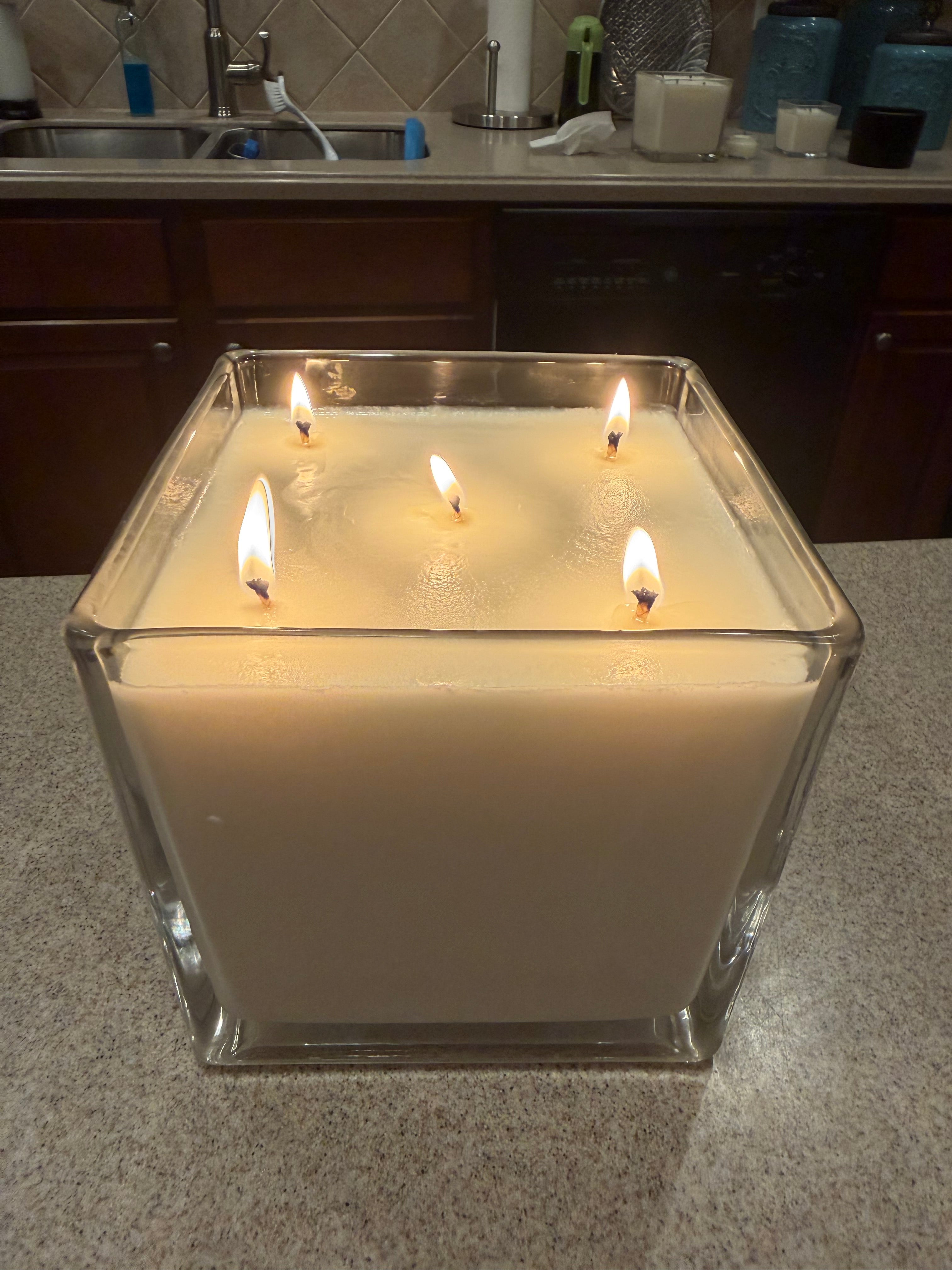 56 Ounce Square Glass Vanilla Bean Soy Wax Candle