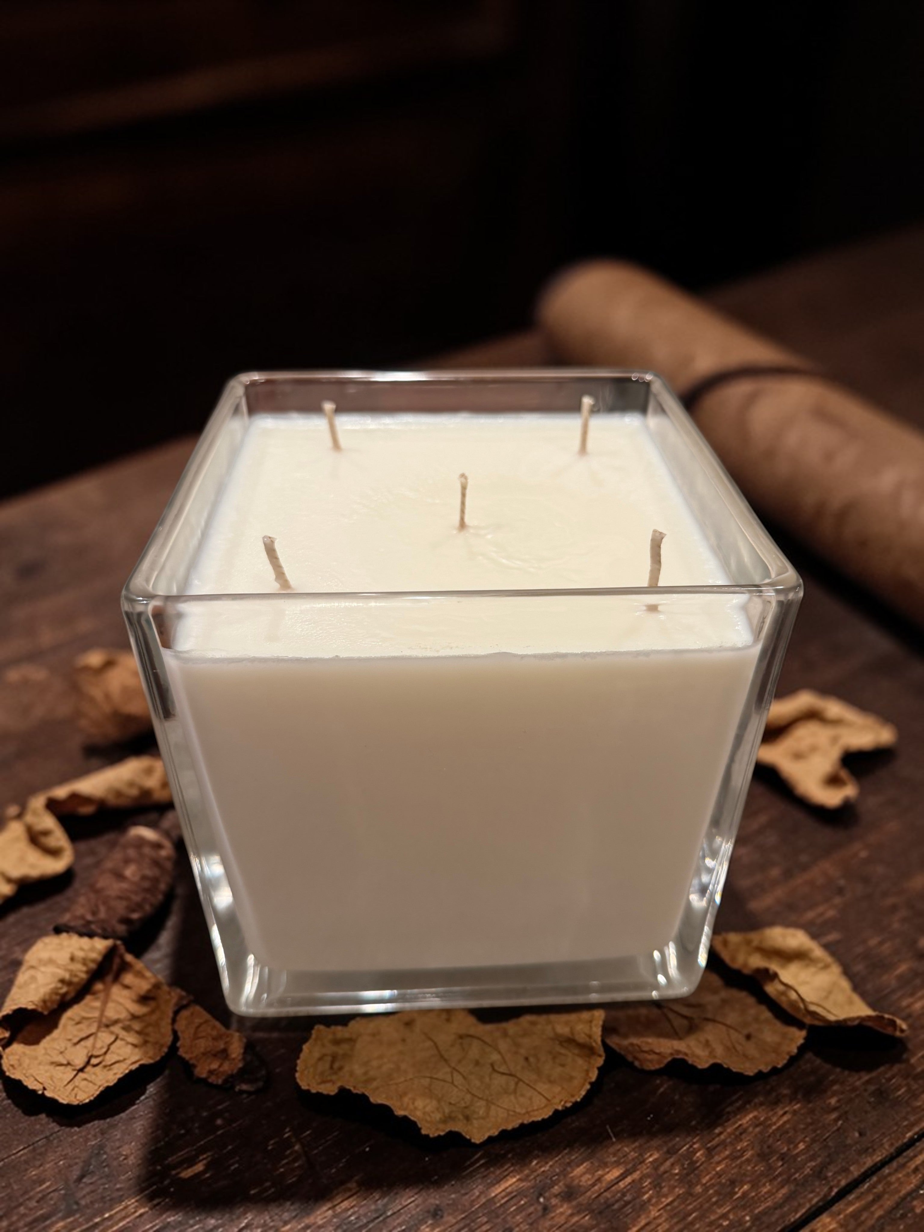 56 Ounce Square Glass Cuban Cigar Soy Wax Candle