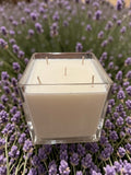 56 Ounce Square Glass Lavender Fields Soy Wax Candle