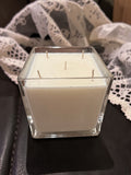 56 Ounce Square Glass Leather and Lace Soy Wax Candle