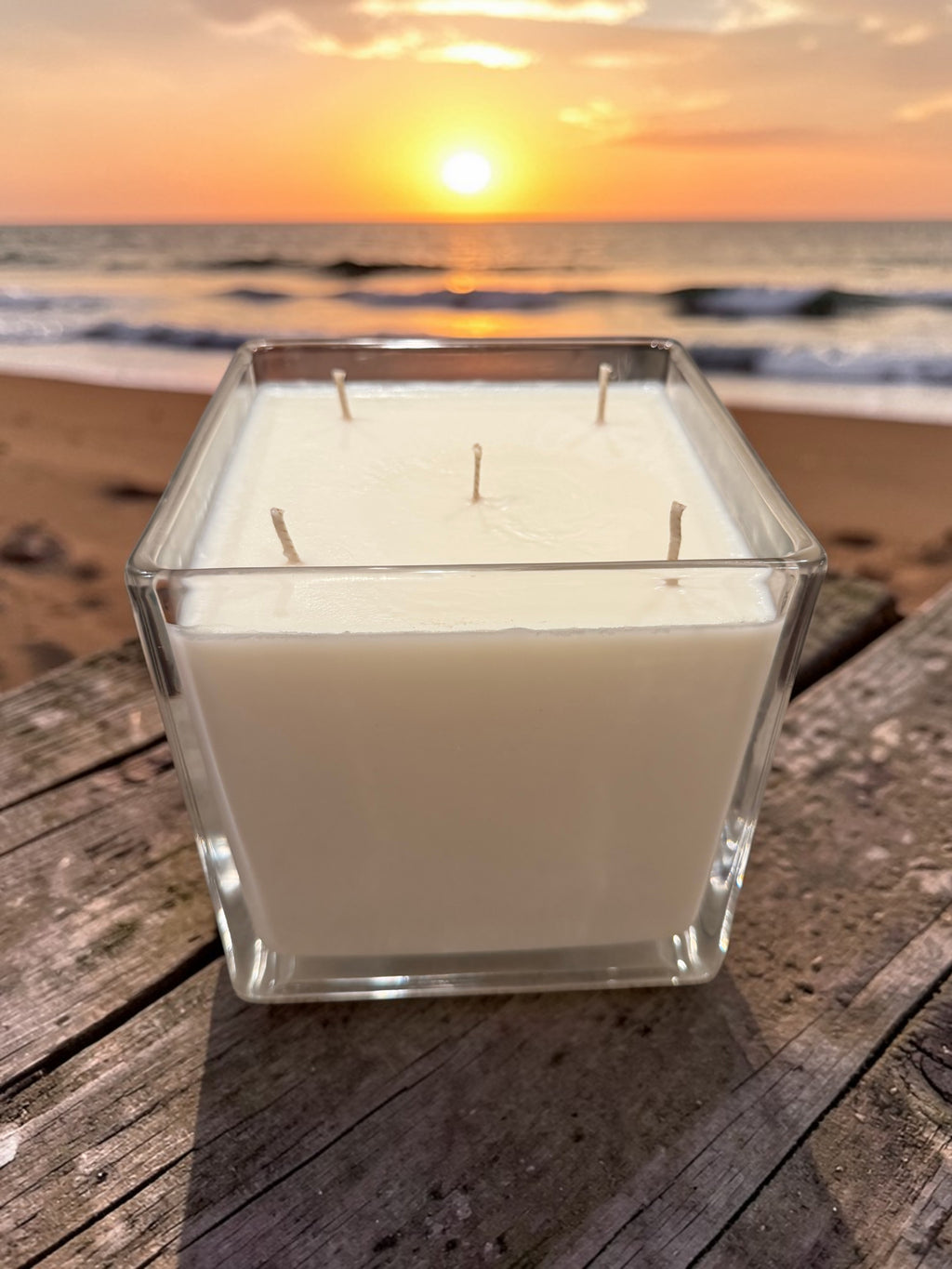 56 Ounce Square Glass Ocean breeze Soy Wax Candle