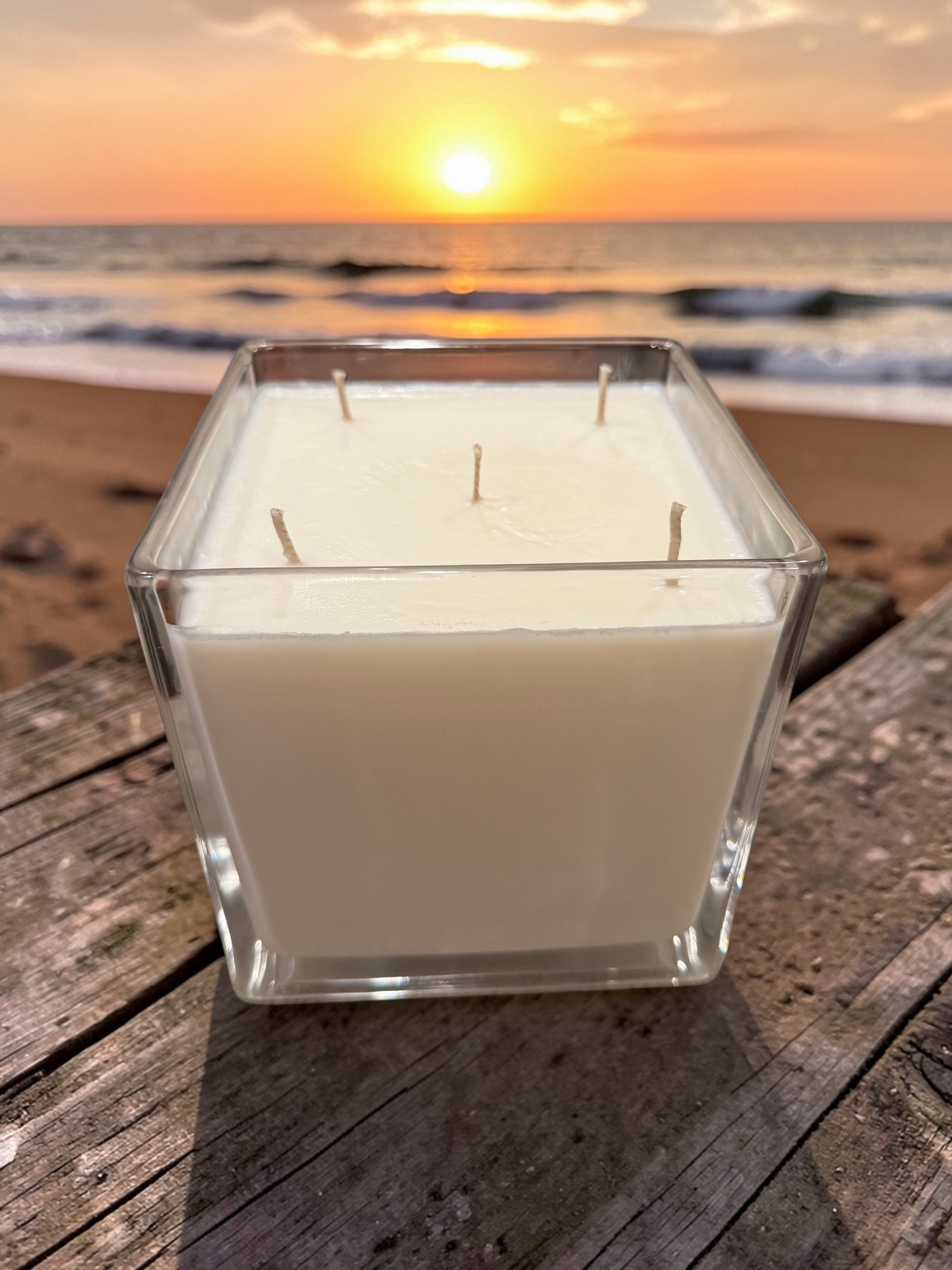 56 Ounce Square Glass Ocean breeze Soy Wax Candle