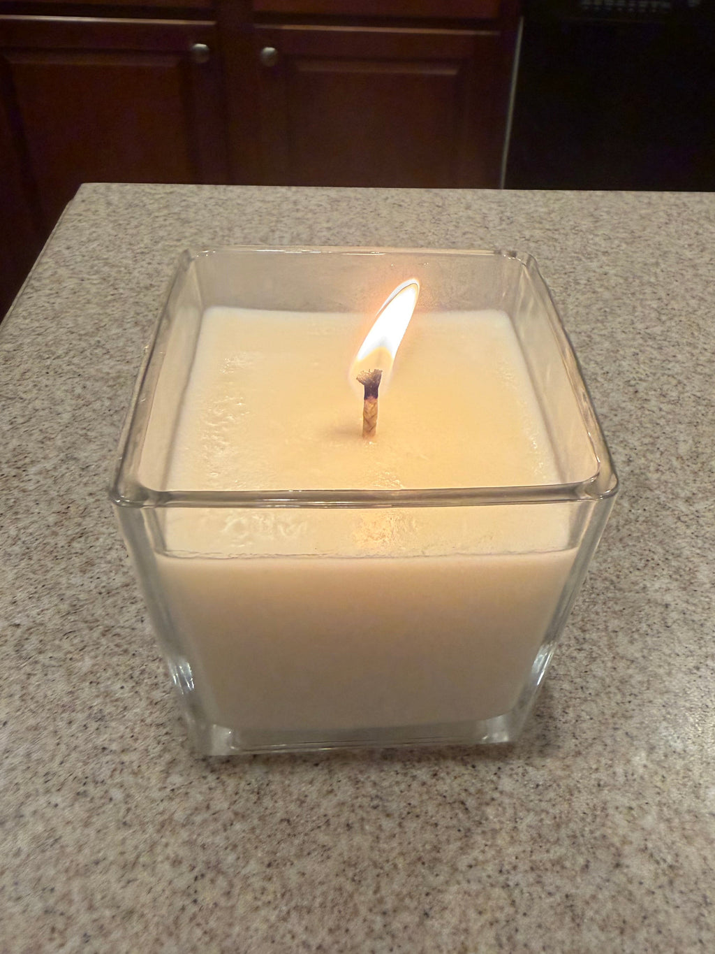 8 Ounce Square Glass Creme Brulé Soy Wax Candle