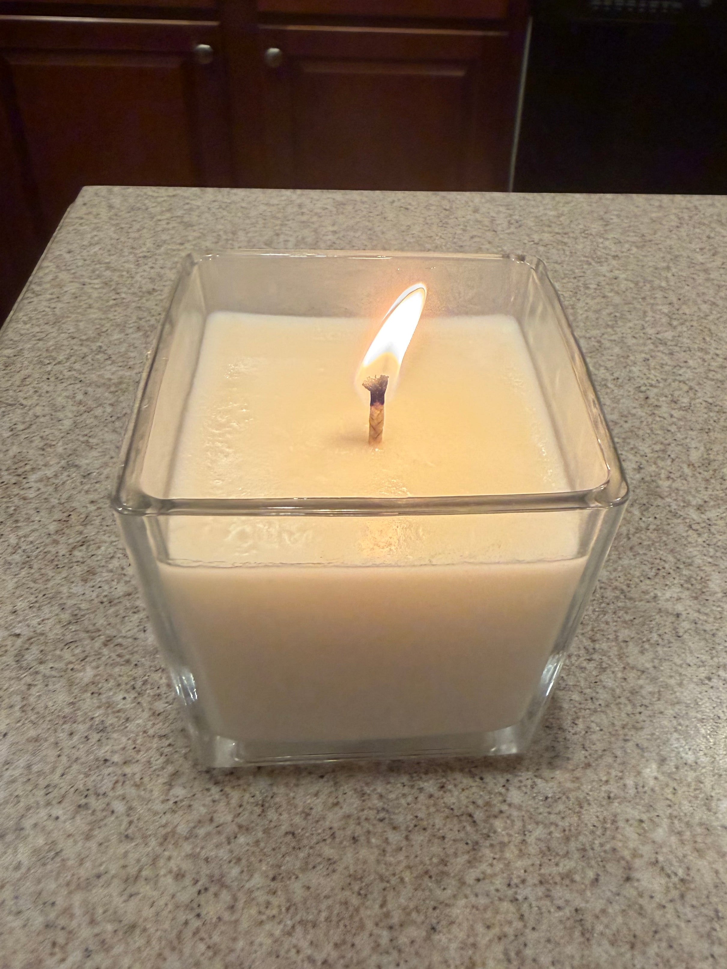 8 Ounce Square Glass Creme Brulé Soy Wax Candle