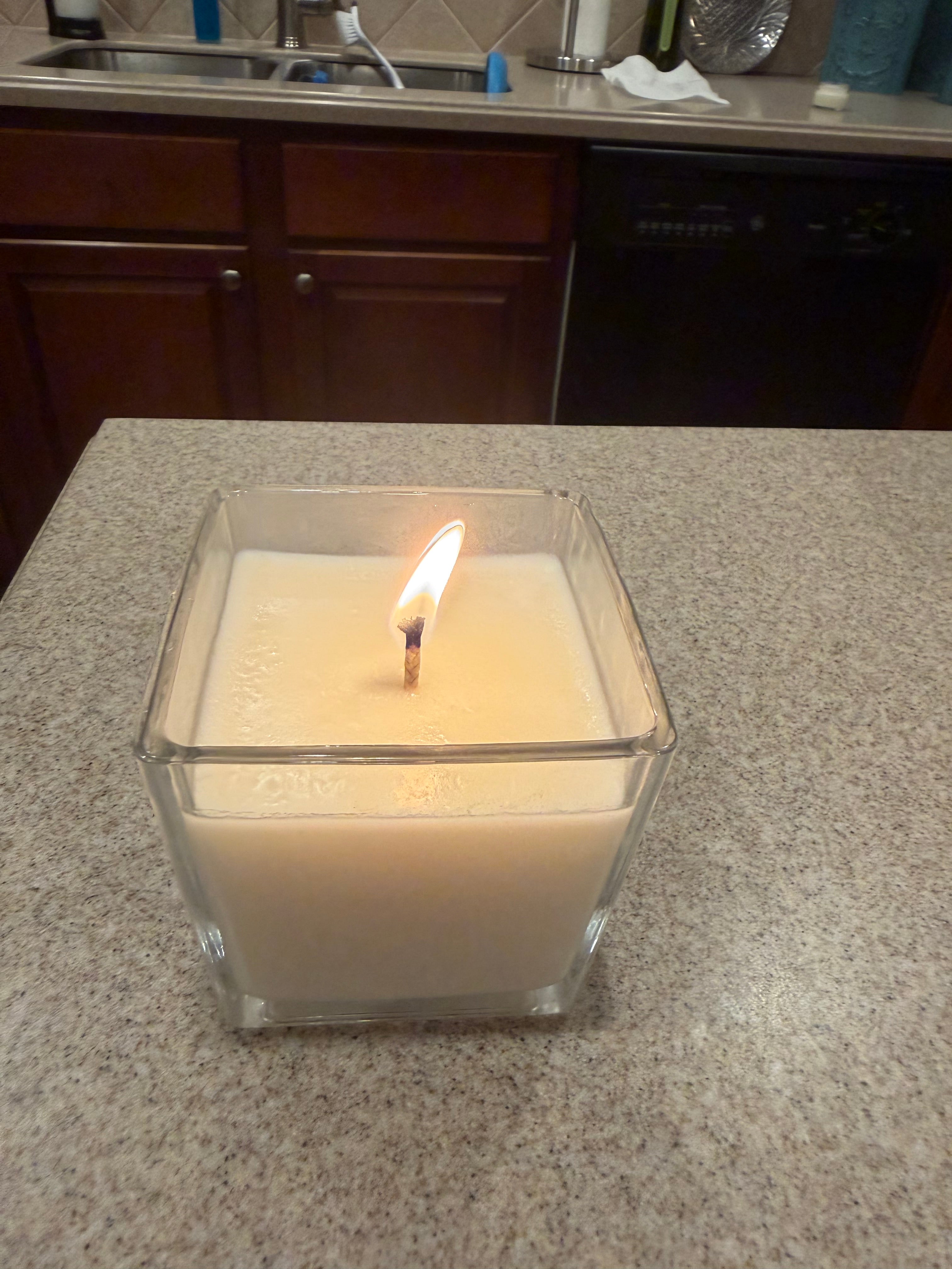 8 Ounce Square Glass Bourbon Soy Wax Candle