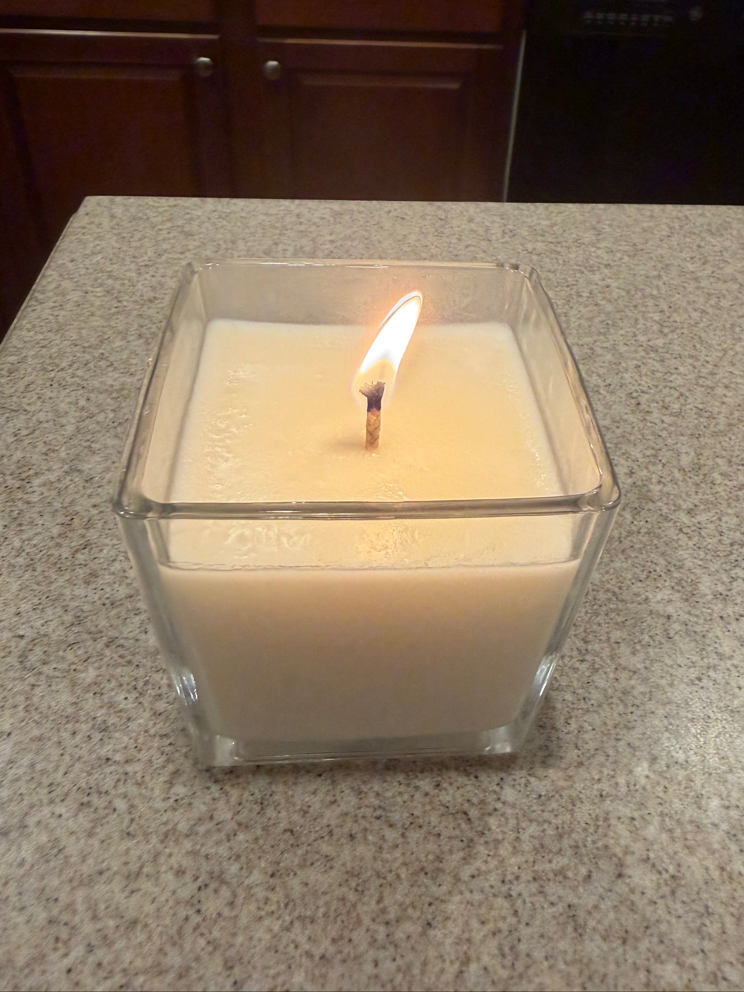 8 Ounce Square Glass Jasmine Soy Wax Candle