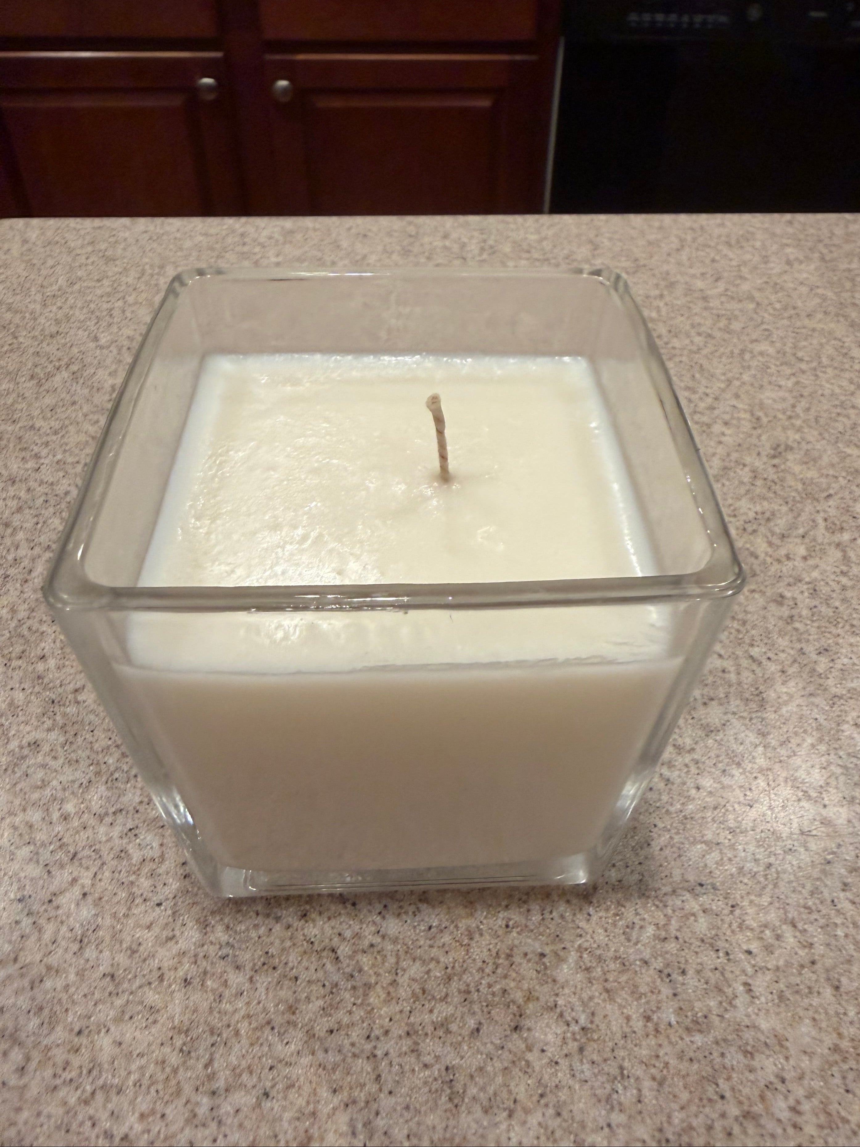 8 Ounce Square Glass Jasmine Soy Wax Candle