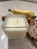 8 Ounce Square Glass Banana Nut Bread Soy Wax Candle