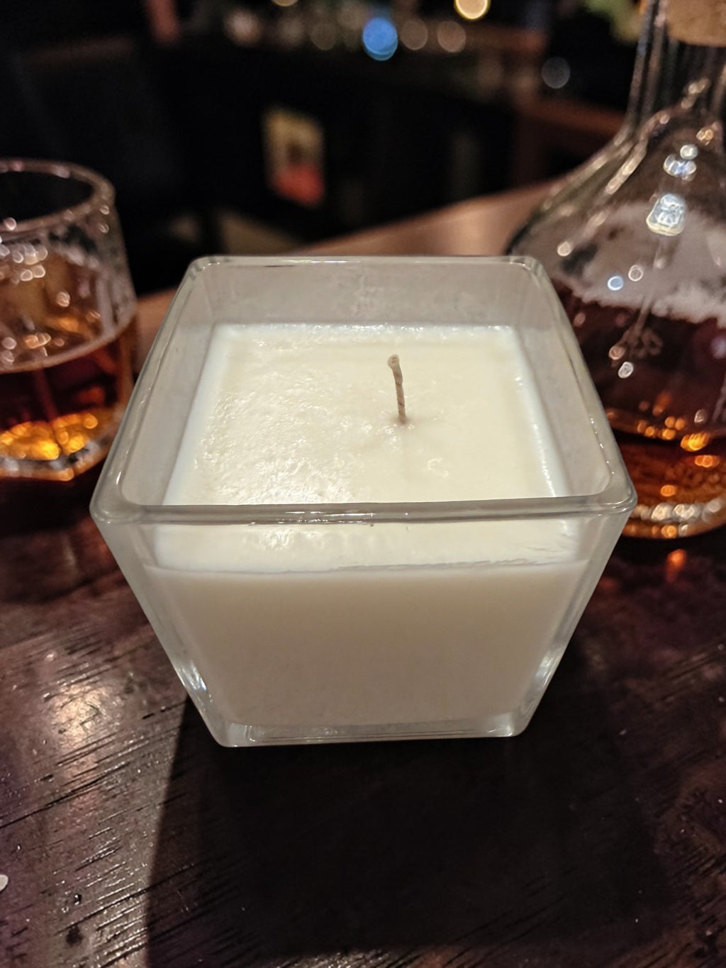 8 Ounce Square Glass Bourbon Soy Wax Candle