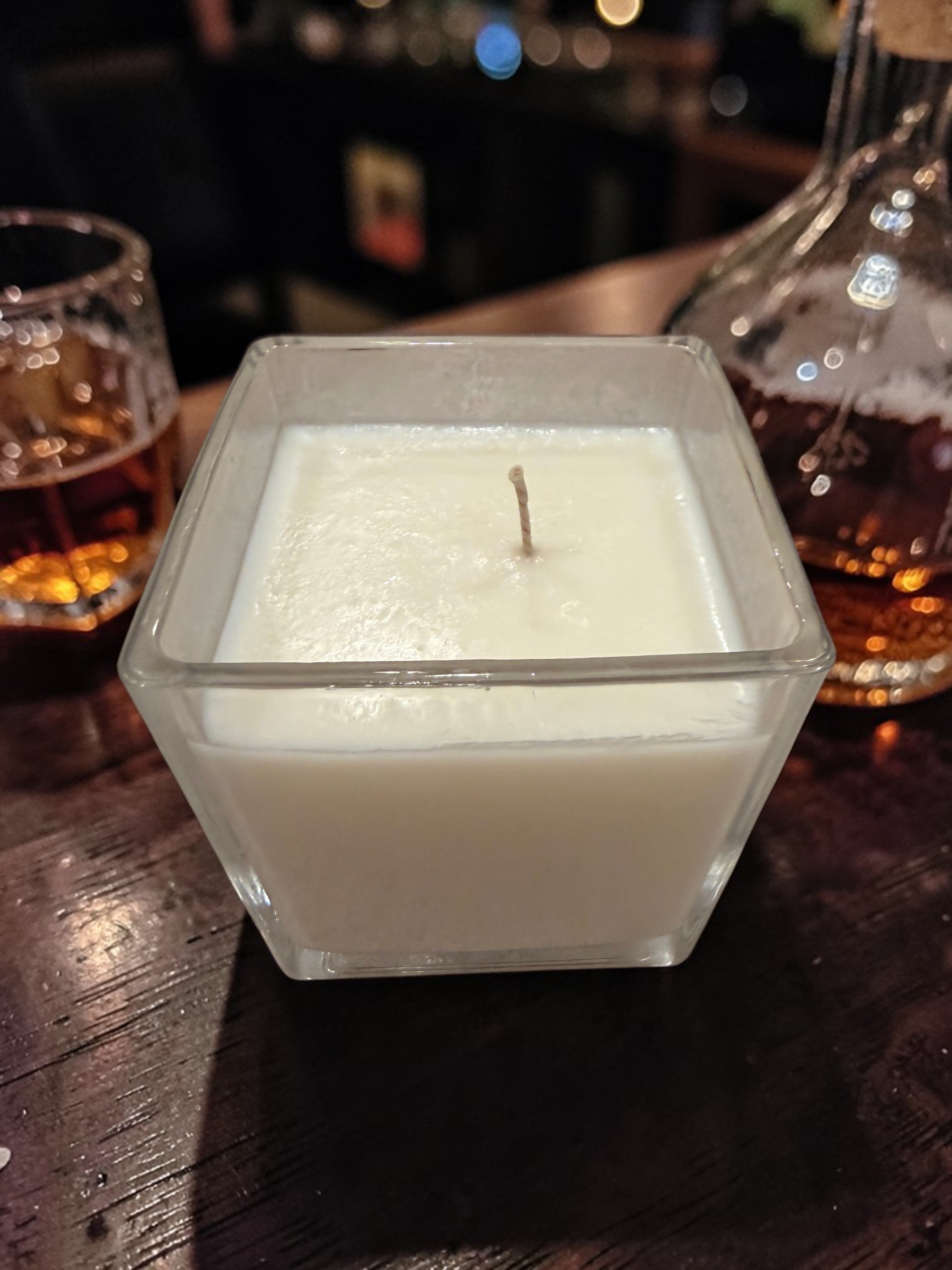 8 Ounce Square Glass Bourbon Soy Wax Candle