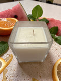 8 Ounce Square Glass Citrus Burst Soy Wax Candle
