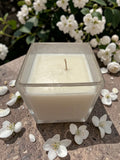 8 Ounce Square Glass Jasmine Soy Wax Candle