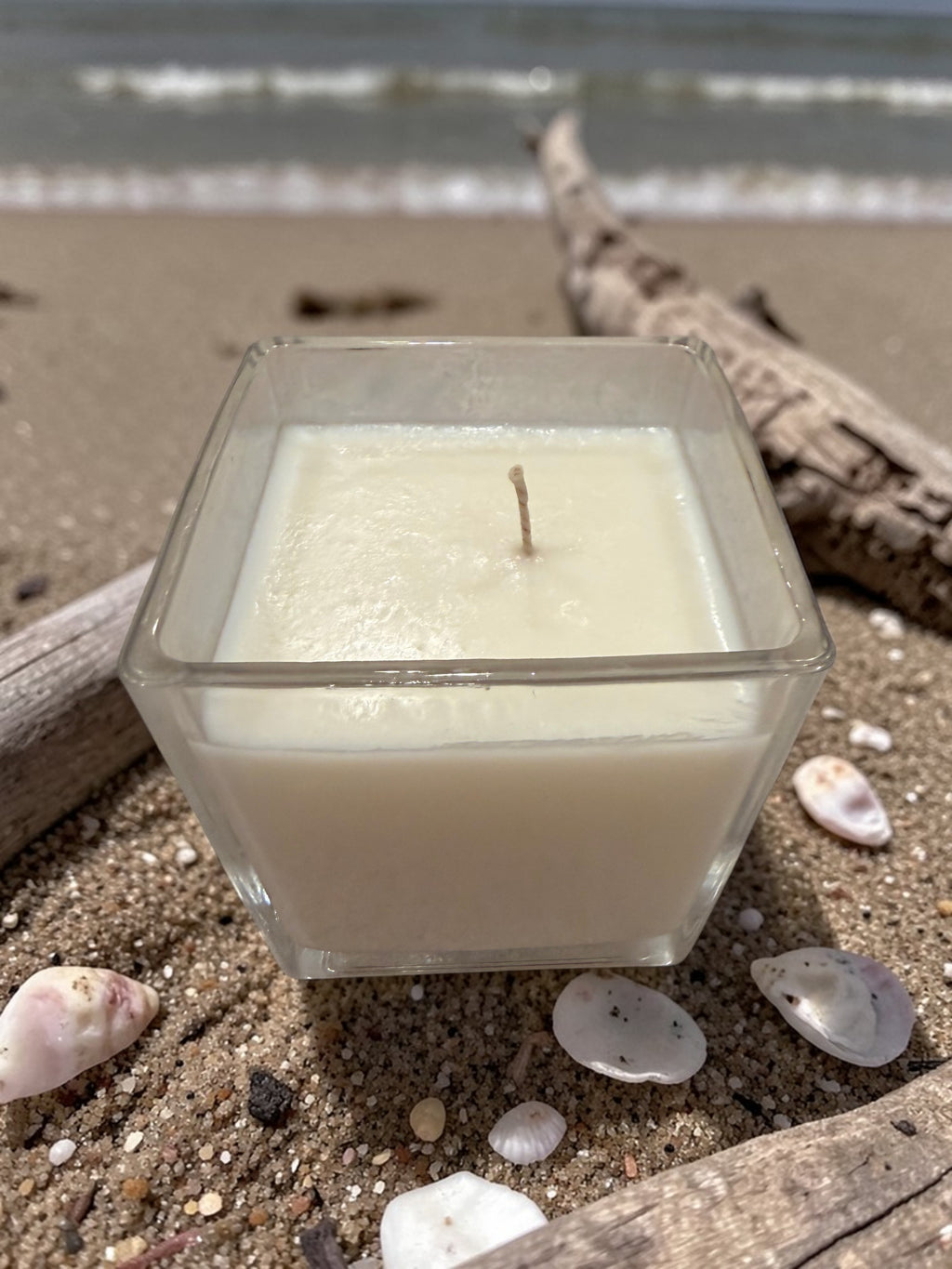 8 Ounce Square Glass Ocean breeze Soy Wax Candle