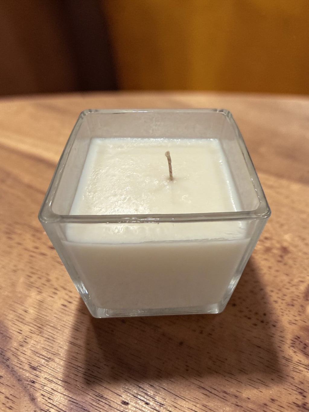 8 Ounce Square Glass Sandalwood Amber Soy Wax Candle
